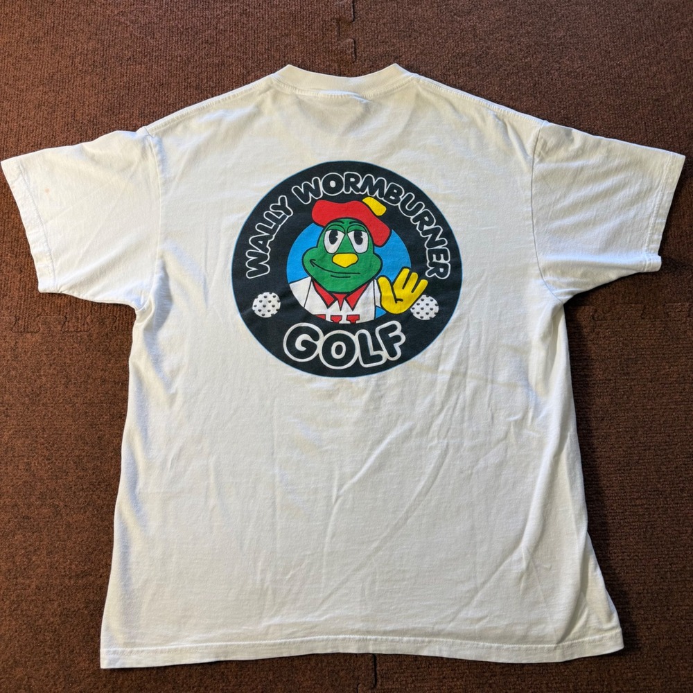 B+ Vintage Lee Wally Wormburner Golf T-Shirt‎ Mens Large White Graphic Tee 90s